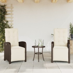 Reclining garden armchairs and 2 brown PE rattan footrests by , Garden chairs - Ref: Foro24-365194, Price: 276,99 €, Discount: %