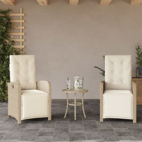 Sillones reclinables jardín con reposapiés 2 uds ratán PE beige de , Sillas de jardín - Ref: Foro24-365196, Precio: 288,38 €,...