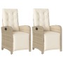 Reclining garden armchairs with footrests, 2 units, beige PE rattan by , Garden chairs - Ref: Foro24-365196, Price: 289,99 €,...