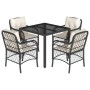 Set de muebles jardín 5 pzas con cojines ratán sintético negro de , Conjuntos de jardín - Ref: Foro24-3212019, Precio: 490,74...