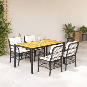 5-teiliges Gartenmöbel-Set mit Kissen synthetisches Rattan schwarz von , Gartensets - Ref: Foro24-3212038, Preis: 579,99 €, R...