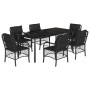 Set de comedor de jardín 7 pzas y cojines ratán sintético negro de , Conjuntos de jardín - Ref: Foro24-3212108, Precio: 829,4...