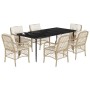 Set comedor de jardín 7 pzas con cojines ratán sintético beige de , Conjuntos de jardín - Ref: Foro24-3212143, Precio: 994,46...