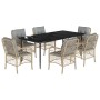 Set comedor de jardín 7 pzas con cojines ratán sintético beige de , Conjuntos de jardín - Ref: Foro24-3212157, Precio: 792,99...