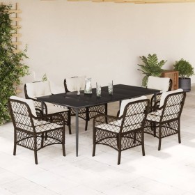 Set comedor de jardín 7 pzas con cojines ratán sintético marrón de , Conjuntos de jardín - Ref: Foro24-3212115, Precio: 793,9...