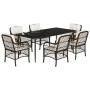 Set comedor de jardín 7 pzas con cojines ratán sintético marrón de , Conjuntos de jardín - Ref: Foro24-3212115, Precio: 793,9...