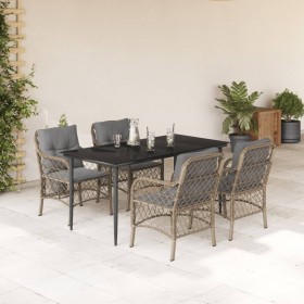 5-teiliges Garten-Esszimmer-Set mit Kissen synthetisches Rattan beige von , Gartensets - Ref: Foro24-3212155, Preis: 545,99 €...