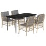 Set comedor de jardín 5 pzas con cojines ratán sintético beige de , Conjuntos de jardín - Ref: Foro24-3212155, Precio: 545,99...