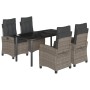 Set comedor de jardín 5 piezas con cojines ratán sintético gris de , Conjuntos de jardín - Ref: Foro24-3212796, Precio: 767,7...