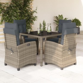 Set comedor de jardín 5 piezas con cojines ratán sintético gris de , Conjuntos de jardín - Ref: Foro24-3212645, Precio: 655,9...