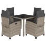 Set comedor de jardín 5 piezas con cojines ratán sintético gris de , Conjuntos de jardín - Ref: Foro24-3212645, Precio: 655,5...