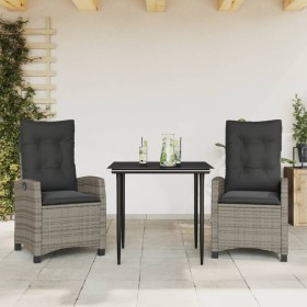 3-teiliges Garten-Esszimmerset mit synthetischen Rattankissen grau von , Gartensets - Ref: Foro24-3212782, Preis: 394,30 €, R...