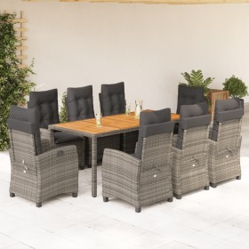 Set comedor jardín 9 pzas y cojines ratán sintético gris de , Conjuntos de jardín - Ref: Foro24-3212679, Precio: 1,00 €, Desc...