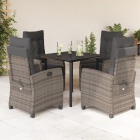 5-teiliges Garten-Esszimmerset mit synthetischen Rattankissen grau von , Gartensets - Ref: Foro24-3212794, Preis: 640,99 €, R...