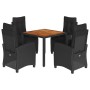 Set de muebles jardín 5 pzas con cojines ratán sintético negro de , Conjuntos de jardín - Ref: Foro24-3212664, Precio: 692,40...