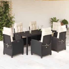 7-teiliges Garten-Esszimmerset und Kissen synthetisches Rattan schwarz von , Gartensets - Ref: Foro24-3212632, Preis: 937,08 ...