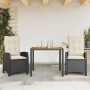 3-teiliges Garten-Esszimmer-Set mit Kissen synthetisches Rattan schwarz von , Gartensets - Ref: Foro24-3212653, Preis: 380,01...