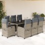 Garden dining set 9 pieces and gray synthetic rattan cushions by , Garden sets - Ref: Foro24-3212651, Price: 1,00 €, Discount: %