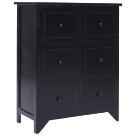 Auxiliary cabinet with 6 drawers black paulownia wood 60x30x75 cm by vidaXL, Sideboards - Ref: Foro24-284098, Price: 147,75 €...