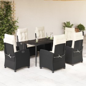 7-teiliges Garten-Esszimmerset und Kissen synthetisches Rattan schwarz von , Gartensets - Ref: Foro24-3212728, Preis: 859,99 ...