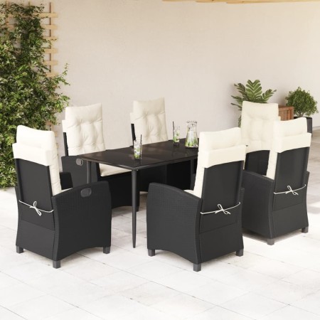 Set de comedor de jardín 7 pzas y cojines ratán sintético negro de , Conjuntos de jardín - Ref: Foro24-3212728, Precio: 859,9...