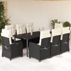 Set de comedor de jardín 9 pzas y cojines ratán sintético negro de , Conjuntos de jardín - Ref: Foro24-3212740, Precio: 1,00 ...