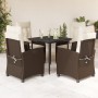 Set comedor de jardín 5 piezas y cojines ratán sintético marrón de , Conjuntos de jardín - Ref: Foro24-3212763, Precio: 604,5...