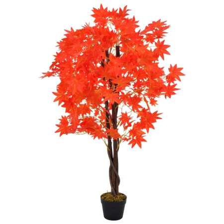 Planta artificial árbol de arce con macetero rojo 120 cm de vidaXL, Flora artificial - Ref: Foro24-280195, Precio: 48,55 €, D...