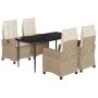 Set comedor de jardín 5 pzas con cojines ratán sintético beige de , Conjuntos de jardín - Ref: Foro24-3212806, Precio: 631,18...