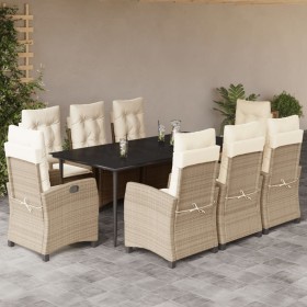 9-teiliges Garten-Esszimmer-Set mit Kissen synthetisches Rattan beige von , Gartensets - Ref: Foro24-3212810, Preis: 1,00 €, ...