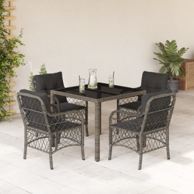 5-teiliges Garten-Esszimmerset mit synthetischen Rattankissen grau von , Gartensets - Ref: Foro24-3212031, Preis: 472,41 €, R...