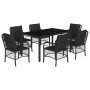 Set de comedor de jardín 7 pzas y cojines ratán sintético negro de , Conjuntos de jardín - Ref: Foro24-3212027, Precio: 780,3...