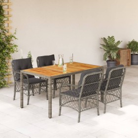 5-teiliges Garten-Esszimmerset mit synthetischen Rattankissen grau von , Gartensets - Ref: Foro24-3212050, Preis: 555,97 €, R...