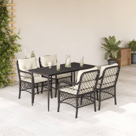 5-teiliges Gartenmöbel-Set mit Kissen synthetisches Rattan schwarz von , Gartensets - Ref: Foro24-3212084, Preis: 546,99 €, R...