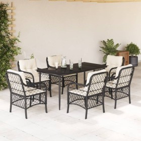 7-piece garden dining set with black synthetic rattan cushions by , Garden sets - Ref: Foro24-3212086, Price: 793,91 €, Disco...