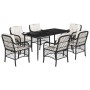 Set de comedor de jardín 7 pzas y cojines ratán sintético negro de , Conjuntos de jardín - Ref: Foro24-3212086, Precio: 793,9...