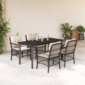 5-teiliges Gartenmöbel-Set mit Kissen synthetisches Rattan schwarz von , Gartensets - Ref: Foro24-3212092, Preis: 611,99 €, R...