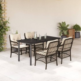 Set comedor de jardín 5 piezas y cojines ratán sintético marrón de , Conjuntos de jardín - Ref: Foro24-3212120, Precio: 564,9...