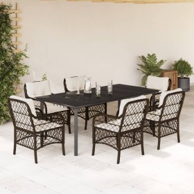 7-teiliges Garten-Esszimmer-Set mit Kissen synthetisches Rattan braun von , Gartensets - Ref: Foro24-3212122, Preis: 825,74 €...