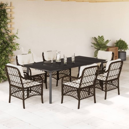 7-piece garden dining set with brown synthetic rattan cushions by , Garden sets - Ref: Foro24-3212122, Price: 825,74 €, Disco...