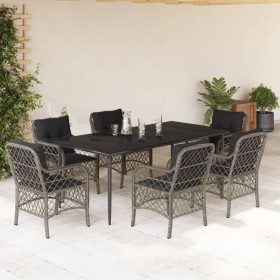 Set comedor jardín 7 pzas y cojines ratán sintético gris de , Conjuntos de jardín - Ref: Foro24-3212129, Precio: 791,99 €, De...