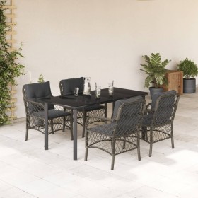 5-teiliges Garten-Esszimmerset mit synthetischen Rattankissen grau von , Gartensets - Ref: Foro24-3212134, Preis: 577,99 €, R...