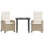 3-piece garden dining set with beige synthetic rattan cushions by , Garden sets - Ref: Foro24-3212812, Price: 324,28 €, Disco...