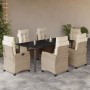 7-teiliges Garten-Esszimmer-Set mit Kissen synthetisches Rattan beige von , Gartensets - Ref: Foro24-3212819, Preis: 969,90 €...