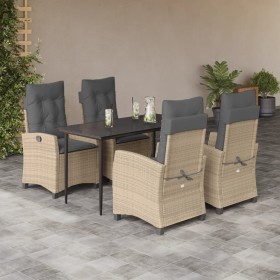 Set comedor de jardín 5 pzas con cojines ratán sintético beige de , Conjuntos de jardín - Ref: Foro24-3212825, Precio: 673,99...