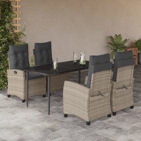 5 Stück Garten Esszimmer Set Kissen synthetisches Rattan hellgrau von , Gartensets - Ref: Foro24-3212846, Preis: 661,99 €, Ra...