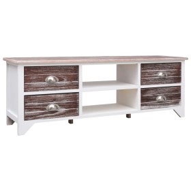 Mueble para TV madera Paulownia blanco y marrón 115x30x40 cm de vidaXL, Muebles TV - Ref: Foro24-284114, Precio: 127,99 €, De...