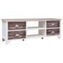 Weißer und brauner TV-Schrank aus Paulownia-Holz, 115 x 30 x 40 cm von vidaXL, TV-Möbel - Ref: Foro24-284114, Preis: 127,97 €...