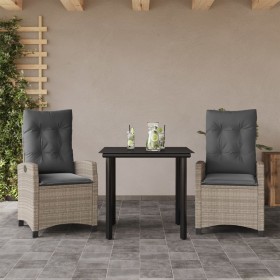 Set comedor de jardín 3 pzas cojines ratán sintético gris claro de , Conjuntos de jardín - Ref: Foro24-3212852, Precio: 327,9...