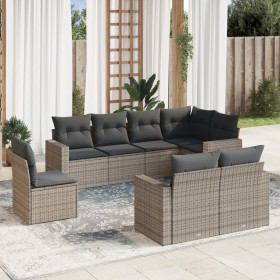 8-teiliges Gartensofa-Set und graue synthetische Rattankissen von , Modulare Sofas für den Außenbereich - Ref: Foro24-3251577...